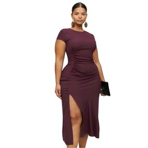 Reformation Burgundy Frasier Crewneck Midi Dress Womens 22